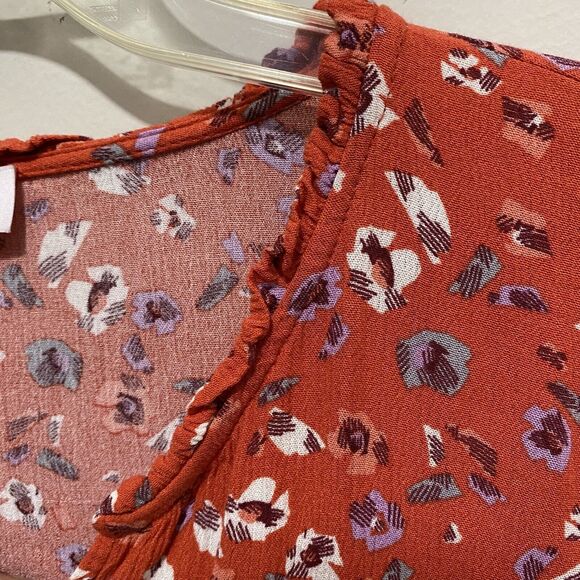 Molly & Isadora Top Plus Size 4X V-Neck Flutter Sleeve Tunic Abstract Floral - Picture 4 of 7